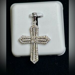 🆕 Cross Moissanite Sterling Pendant at 1.5 ctwt